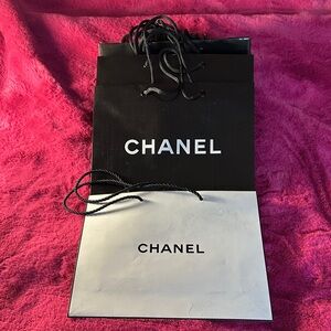 CHANEL Black and White Shopping Bags